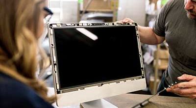 Computer monitor being taken apart