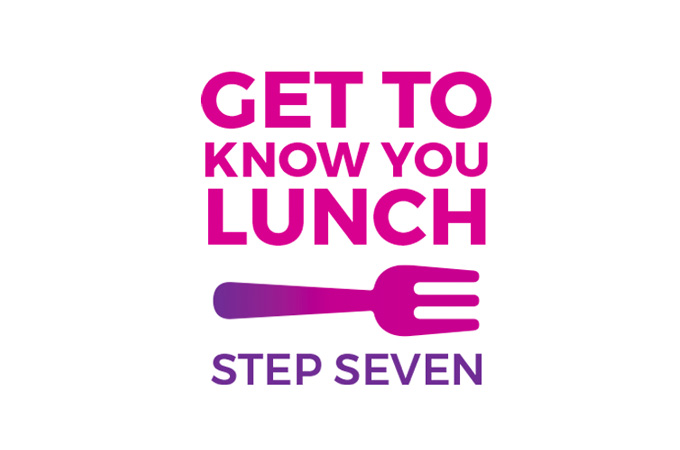 Fork icon for step seven, get to know you lunch, in the Dynamic Lifecycle Innovations hiring process.