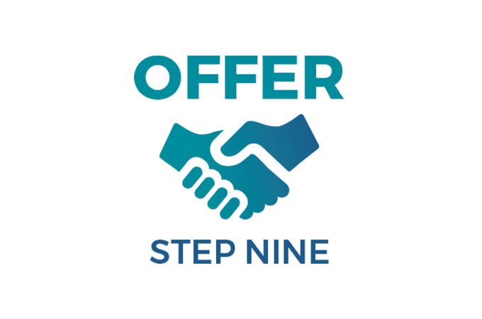 Handshake icon for offer, step nine of the hiring process at Dynamic Lifecycle Innovations.