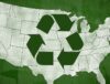 USA Map with a recycling symbol depicting State-legislated recycling programs.