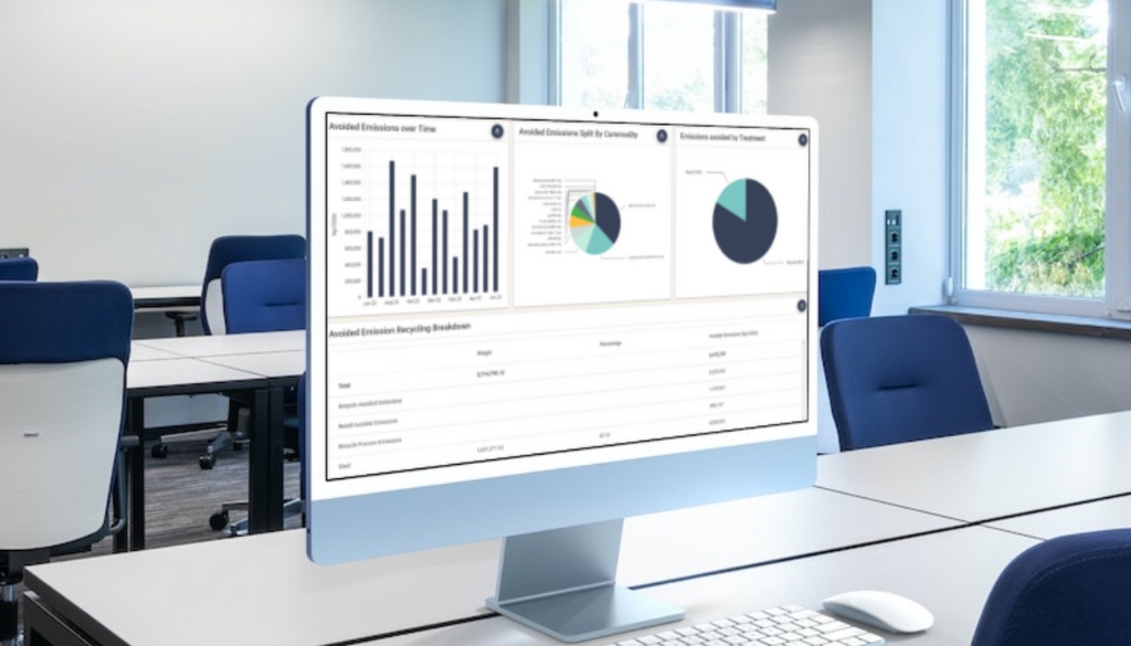 Dynamic Lifecycle Solutions' Carbon Calculator for Managing Scope 3 Emissions shown on a desktop.