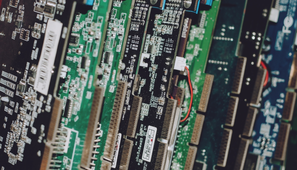 discarded computer parts that were disposed of during an e-waste event.