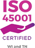 Certification icon for ISO 45001 - Certified WI and TN